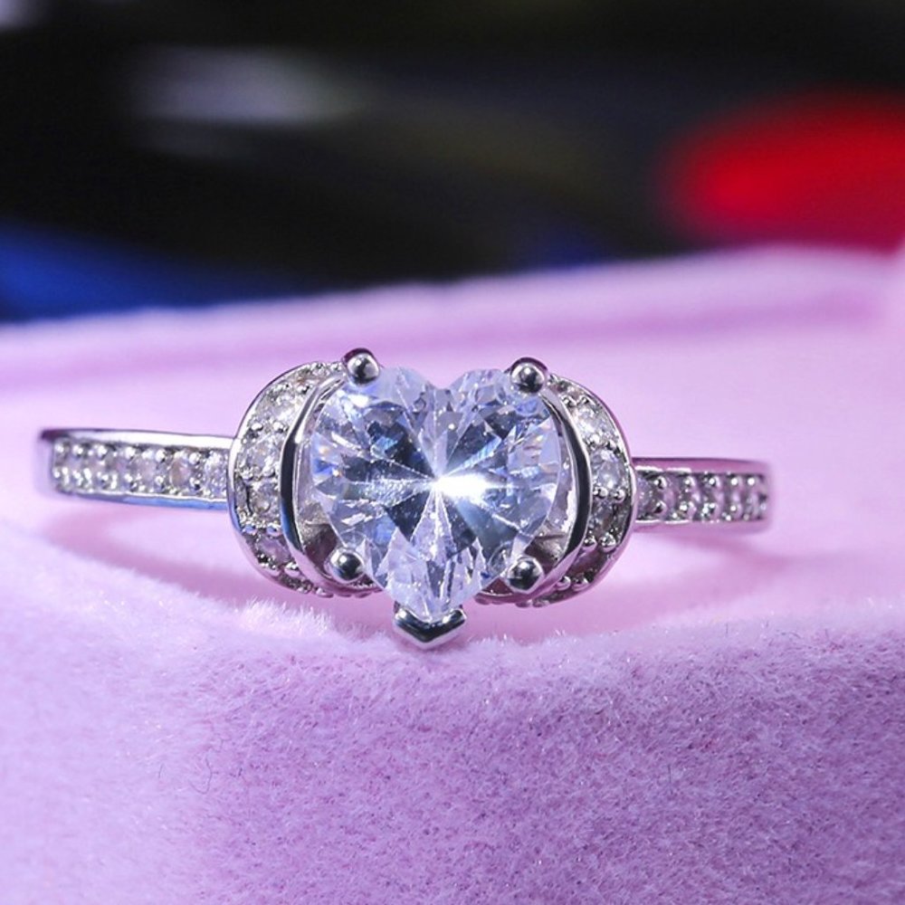💍Wedding Heart Diamond Ring for Women, F147 - Picture 3 of 8